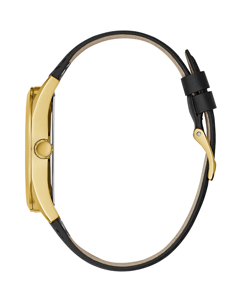 Guess Tailor Gold Dial Black Leather Strap Watch for Men - GW0389G2 Buy Now By Guess