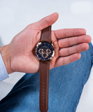 Guess Tailor Analog Blue Dial Brown Leather Strap Watch for Men - GW0389G3 Buy Now By Guess