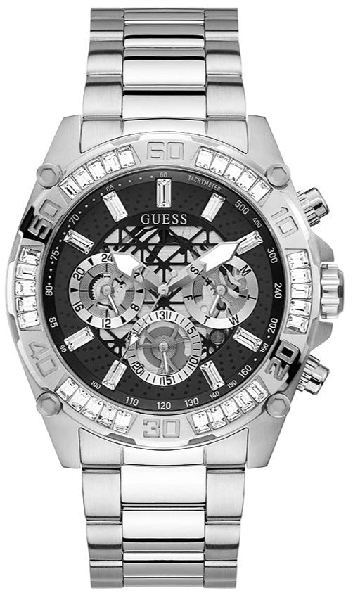 Guess Trophy Chronograph Diamonds Black Dial Silver Steel Strap Watch for Men - GW0390G1 Buy Now By Guess