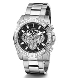 Guess Trophy Chronograph Diamonds Black Dial Silver Steel Strap Watch for Men - GW0390G1 Buy Now By Guess