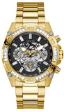 Guess Trophy Diamonds Black Dial Gold Steel Strap Watch for Men - GW0390G2 Buy Now By Guess