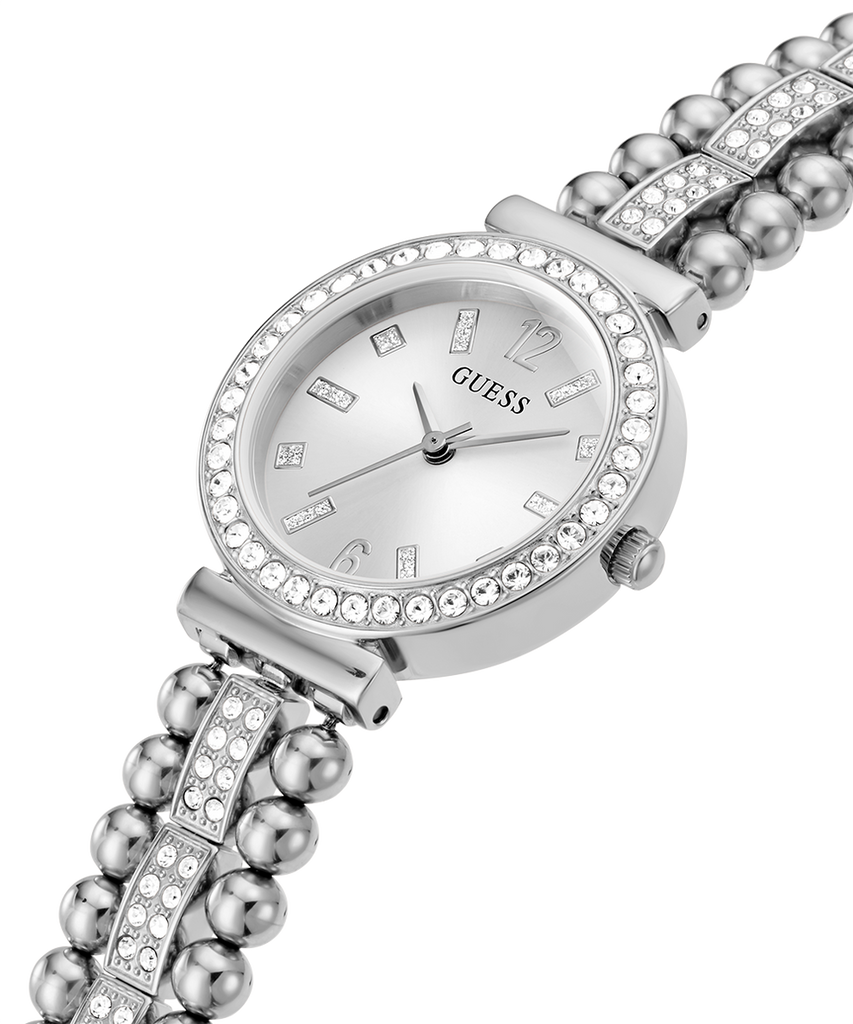 Guess Gala Diamonds Silver Dial Silver Steel Strap Watch for Women - GW0401L1 Buy Now By Guess