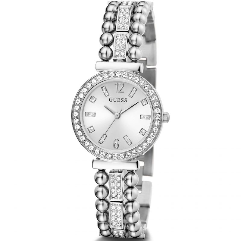 Guess Gala Diamonds Silver Dial Silver Steel Strap Watch for Women - GW0401L1 Buy Now By Guess