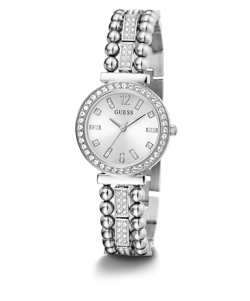 Guess Gala Diamonds Silver Dial Silver Steel Strap Watch for Women - GW0401L1 Buy Now By Guess