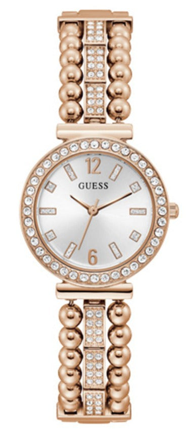 Guess Gala Diamonds Silver Dial Gold Steel Strap Watch for Women - GW0401L3 Buy Now By Guess