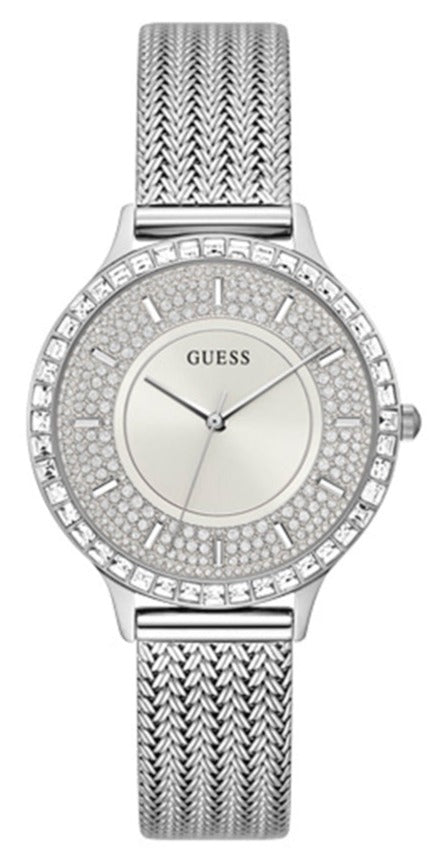 Guess Soiree Diamonds Silver Dial Silver Mesh Bracelet Watch for Women - GW0402L1 Buy Now By Guess