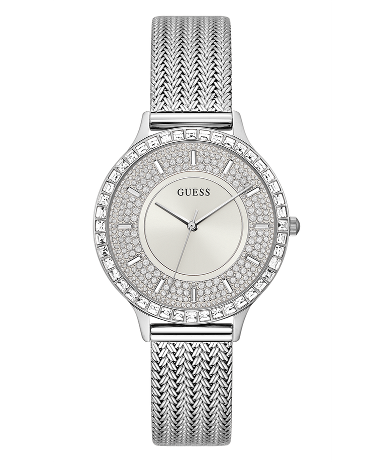 Guess Soiree Diamonds Silver Dial Silver Mesh Bracelet Watch for Women - GW0402L1 Buy Now By Guess