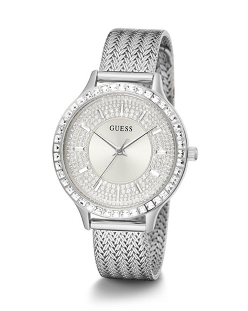 Guess Soiree Diamonds Silver Dial Silver Mesh Bracelet Watch for Women - GW0402L1 Buy Now By Guess