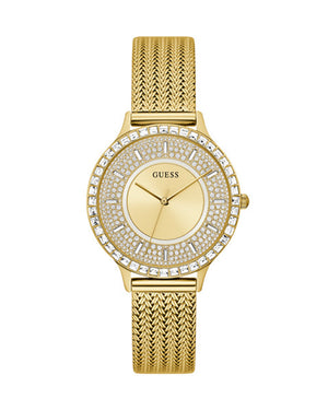 Guess Soiree Diamonds Gold Dial Gold Mesh Bracelet Watch for Women - GW0402L2 Buy Now By Guess