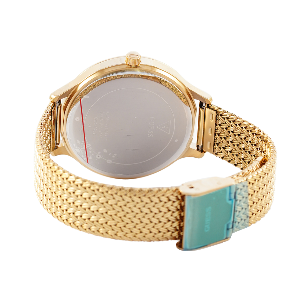 Guess Soiree Diamonds Gold Dial Gold Mesh Bracelet Watch for Women - GW0402L2 Buy Now By Guess