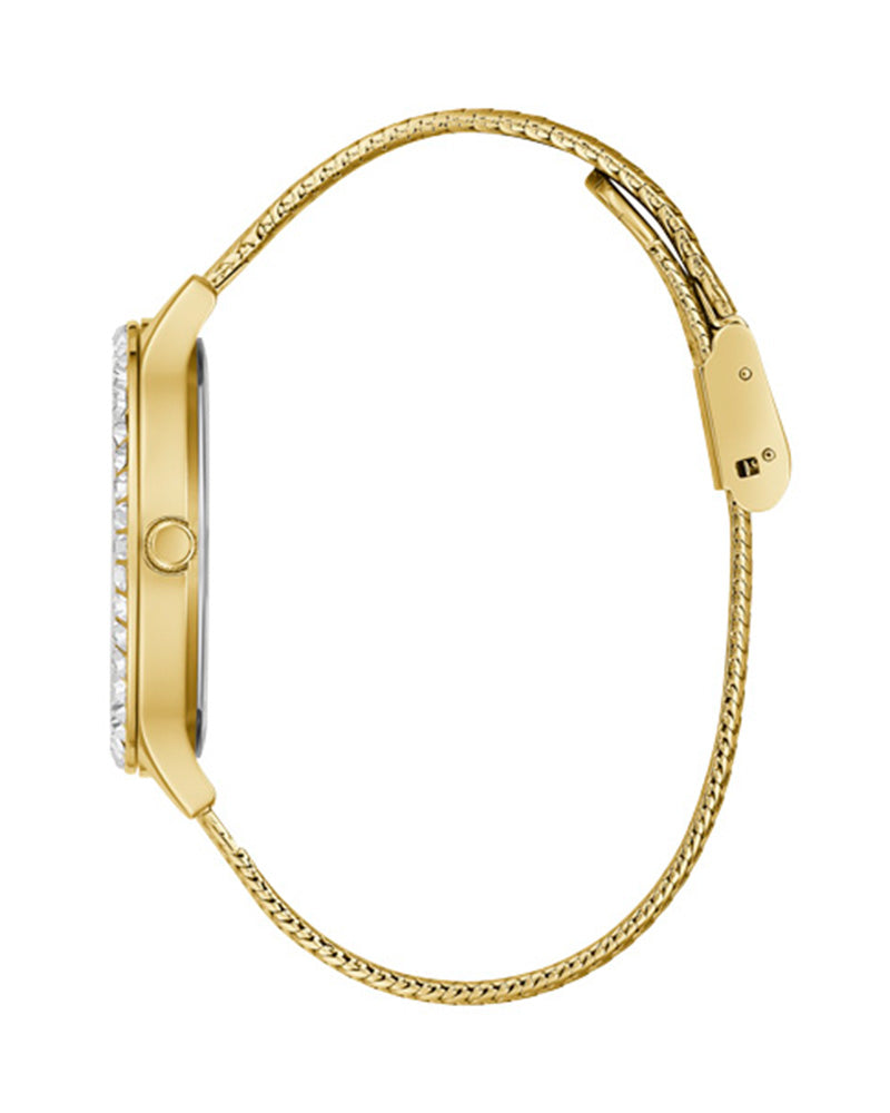 Guess Soiree Diamonds Gold Dial Gold Mesh Bracelet Watch for Women - GW0402L2 Buy Now By Guess