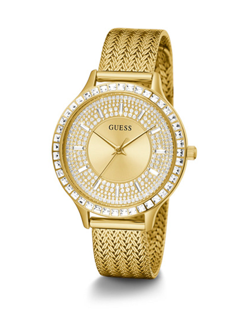 Guess Soiree Diamonds Gold Dial Gold Mesh Bracelet Watch for Women - GW0402L2 Buy Now By Guess