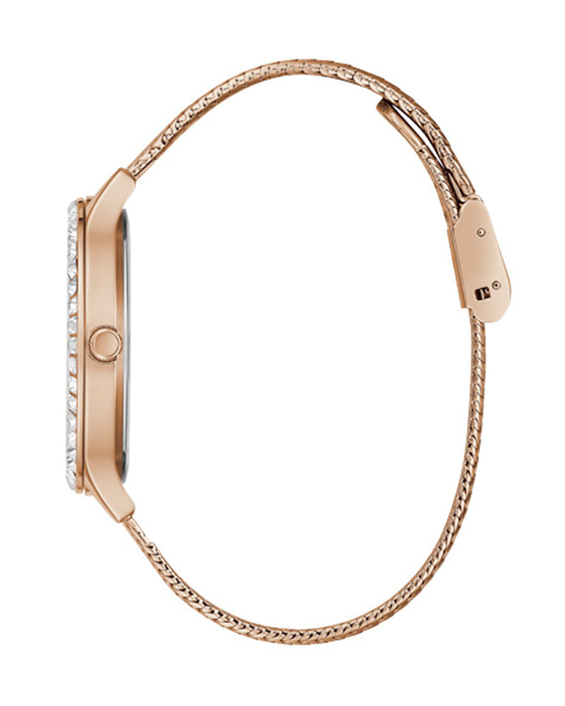 Guess Soiree Diamonds Rose Gold Dial Rose Gold Mesh Bracelet Watch for Women - GW0402L3 Buy Now By Guess