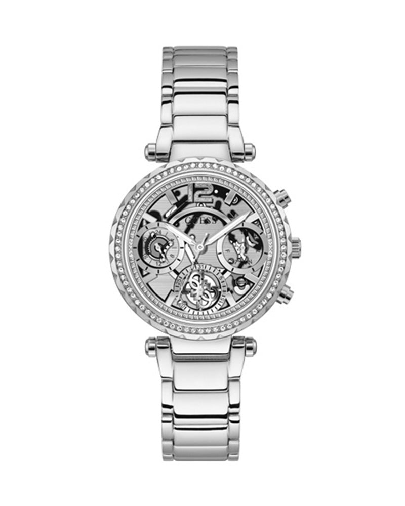 Guess Solstice Diamonds Silver Dial Silver Steel Strap Watch for Women - GW0403L1 Buy Now By Guess