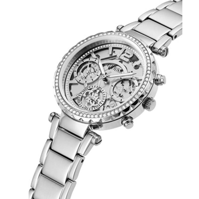 Guess Solstice Diamonds Silver Dial Silver Steel Strap Watch for Women - GW0403L1 Buy Now By Guess