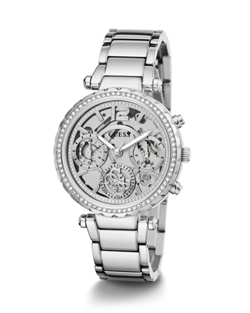 Guess Solstice Diamonds Silver Dial Silver Steel Strap Watch for Women - GW0403L1 Buy Now By Guess