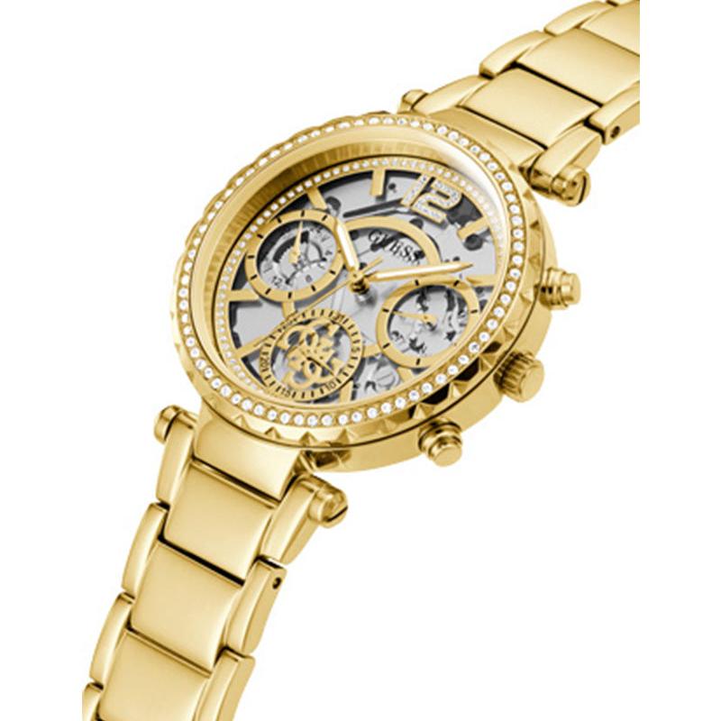 Guess Solstice Diamonds Gold Dial Gold Steel Strap Watch for Women - GW0403L2 Buy Now By Guess