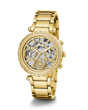 Guess Solstice Diamonds Gold Dial Gold Steel Strap Watch for Women - GW0403L2 Buy Now By Guess
