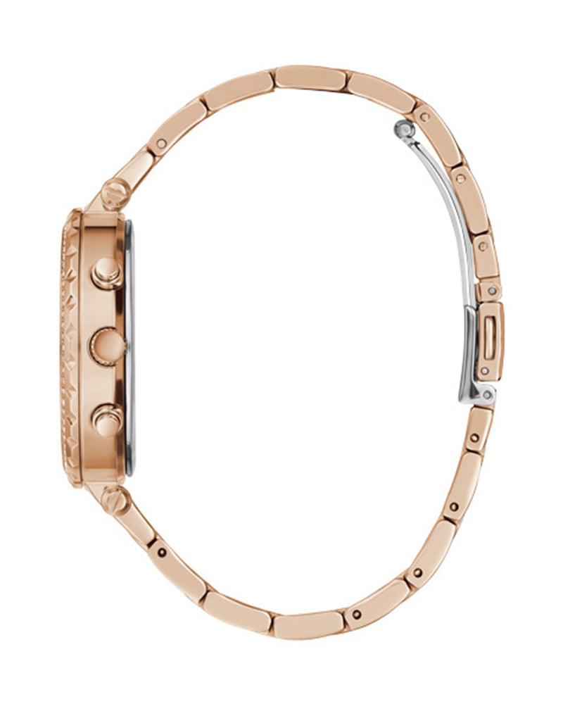 Guess Solstice Diamonds Rose Gold Dial Rose Gold Steel Strap Watch for Women - GW0403L3 Buy Now By Guess