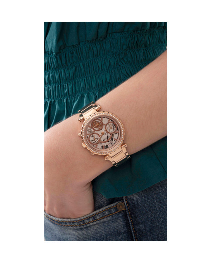 Guess Solstice Diamonds Rose Gold Dial Rose Gold Steel Strap Watch for Women - GW0403L3 Buy Now By Guess