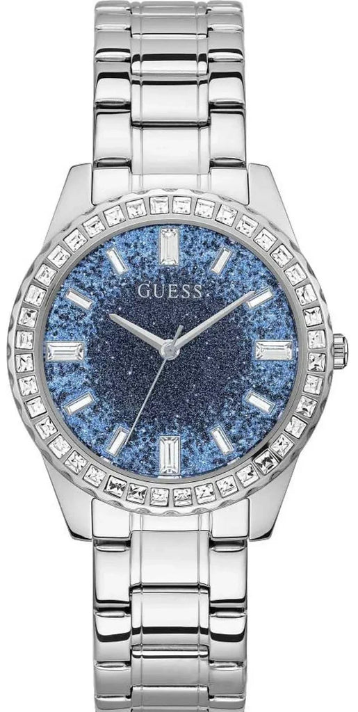 Guess Glitter Burst Diamonds Blue Dial Silver Steel Strap Watch for Women - GW0405L1 Buy Now By Guess