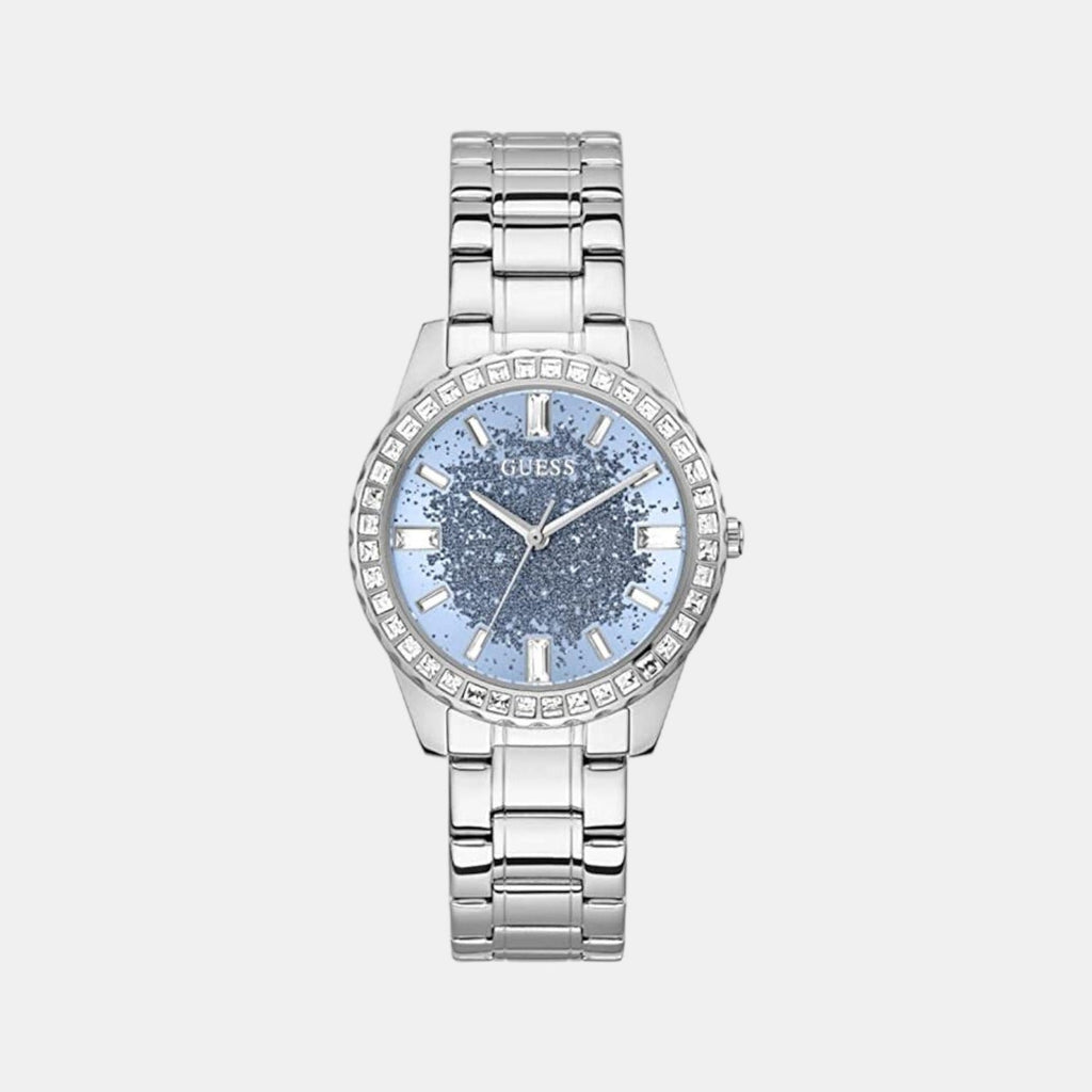 Guess Glitter Burst Diamonds Blue Dial Silver Steel Strap Watch for Women - GW0405L1 Buy Now By Guess