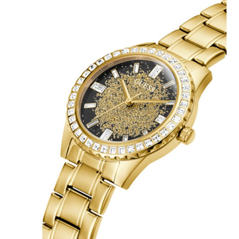 Guess Night Life Diamonds Black Dial Gold Steel Strap Watch for Women - GW0405L2 Buy Now By Guess