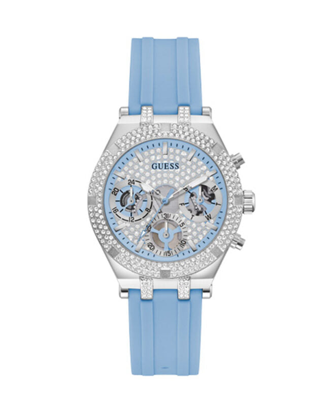 Guess Heiress Diamonds Blue Dial Blue Rubber Strap Watch for Women - GW0407L1 Buy Now By Guess
