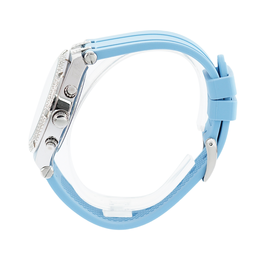 Guess Heiress Diamonds Blue Dial Blue Rubber Strap Watch for Women - GW0407L1 Buy Now By Guess