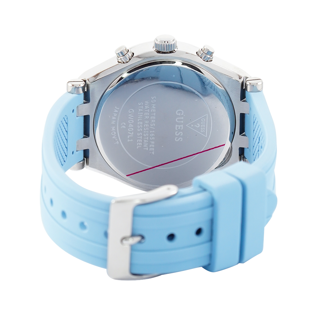 Guess Heiress Diamonds Blue Dial Blue Rubber Strap Watch for Women - GW0407L1 Buy Now By Guess