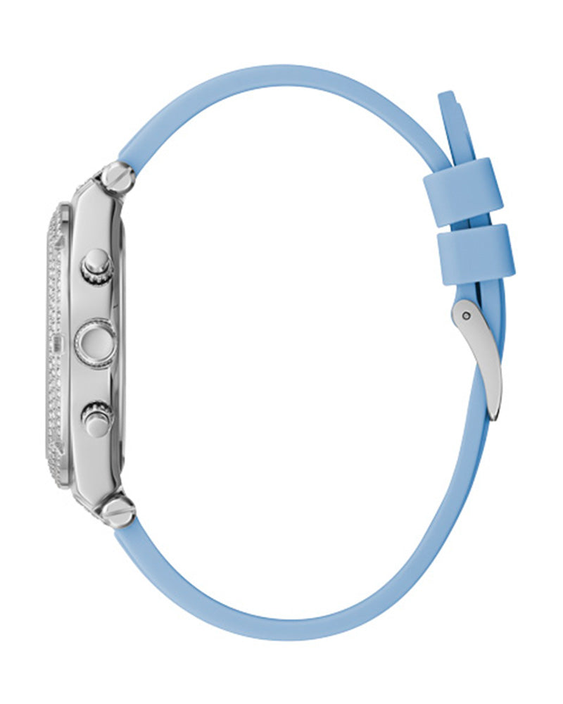 Guess Heiress Diamonds Blue Dial Blue Rubber Strap Watch for Women - GW0407L1 Buy Now By Guess