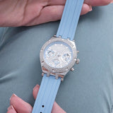 Guess Heiress Diamonds Blue Dial Blue Rubber Strap Watch for Women - GW0407L1 Buy Now By Guess