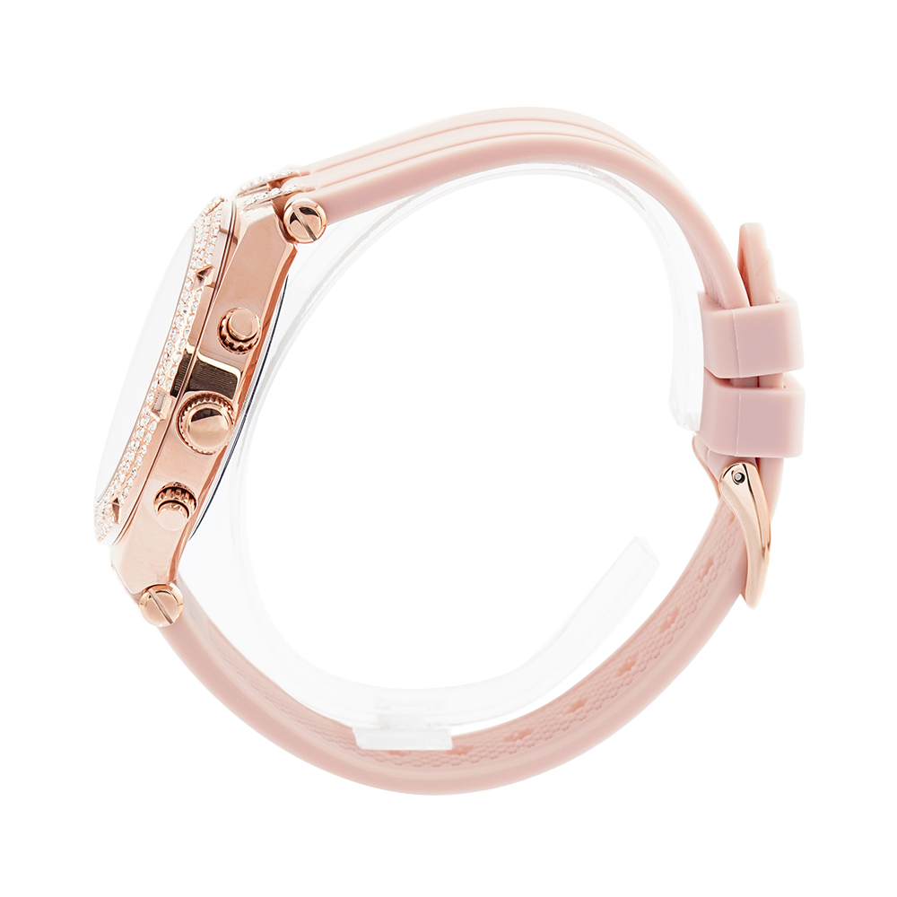 Guess Heiress Diamonds Rose Gold Dial Pink Rubber Strap Watch for Women - GW0407L3 Buy Now By Guess