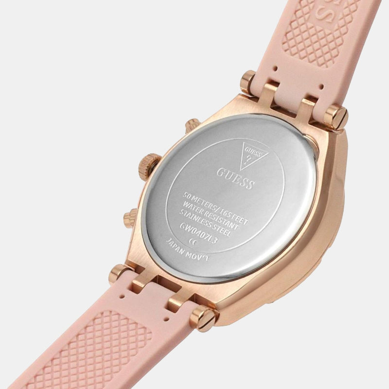 Guess Athena White Dial Pink Rubber Strap Watch For Women - GW0030L4 Buy Now By Guess