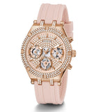 Guess Heiress Diamonds Rose Gold Dial Pink Rubber Strap Watch for Women - GW0407L3 Buy Now By Guess