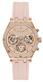 Guess Heiress Diamonds Rose Gold Dial Pink Rubber Strap Watch for Women - GW0407L3 Buy Now By Guess