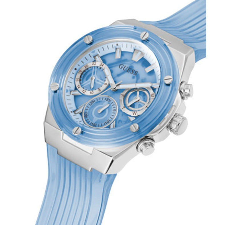 Guess Athena Active Life Clear White Dial Blue Rubber Strap Watch for Women - GW0409L1 Buy Now By Guess