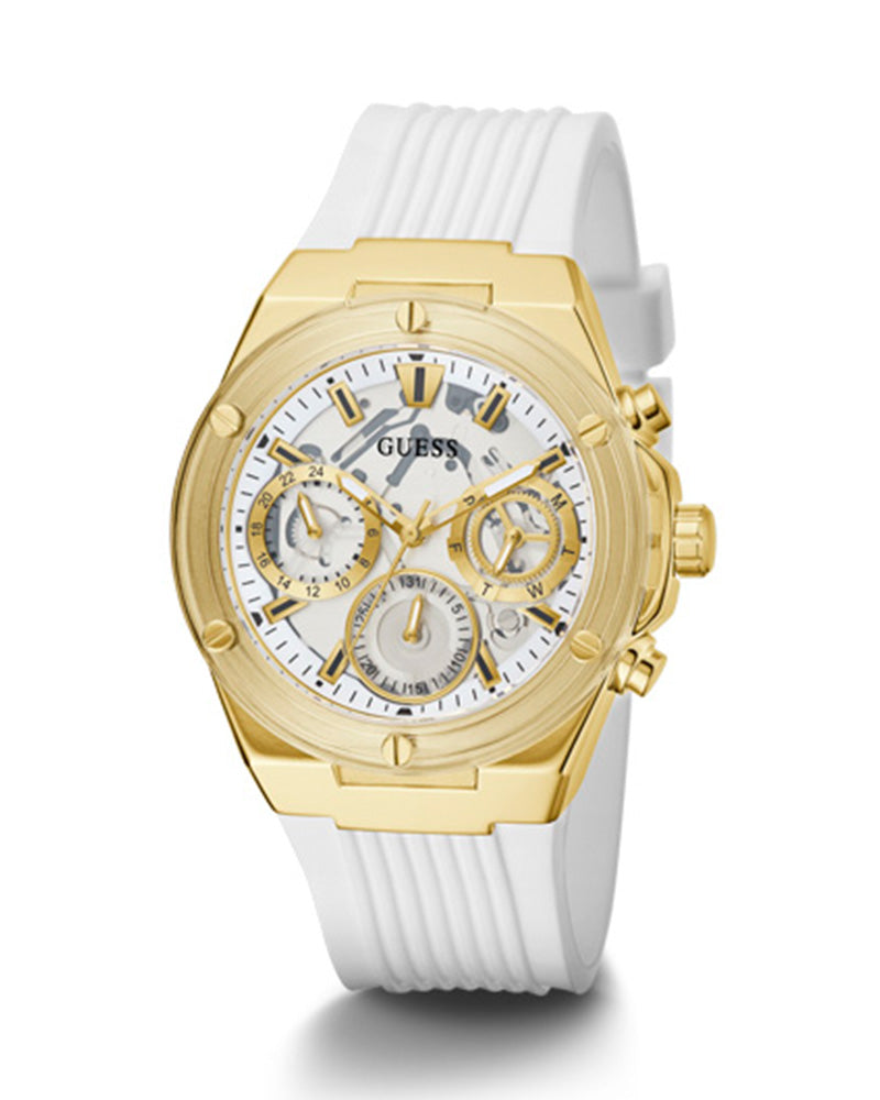 Guess Athena White Dial White Rubber Strap Watch for Women - GW0409L2 Buy Now By Guess