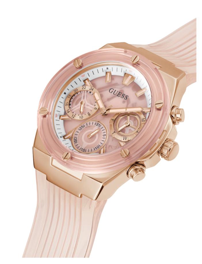 Guess Athena Rose Gold Dial Rose Gold Rubber Strap Watch for Women - GW0409L3 Buy Now By Guess