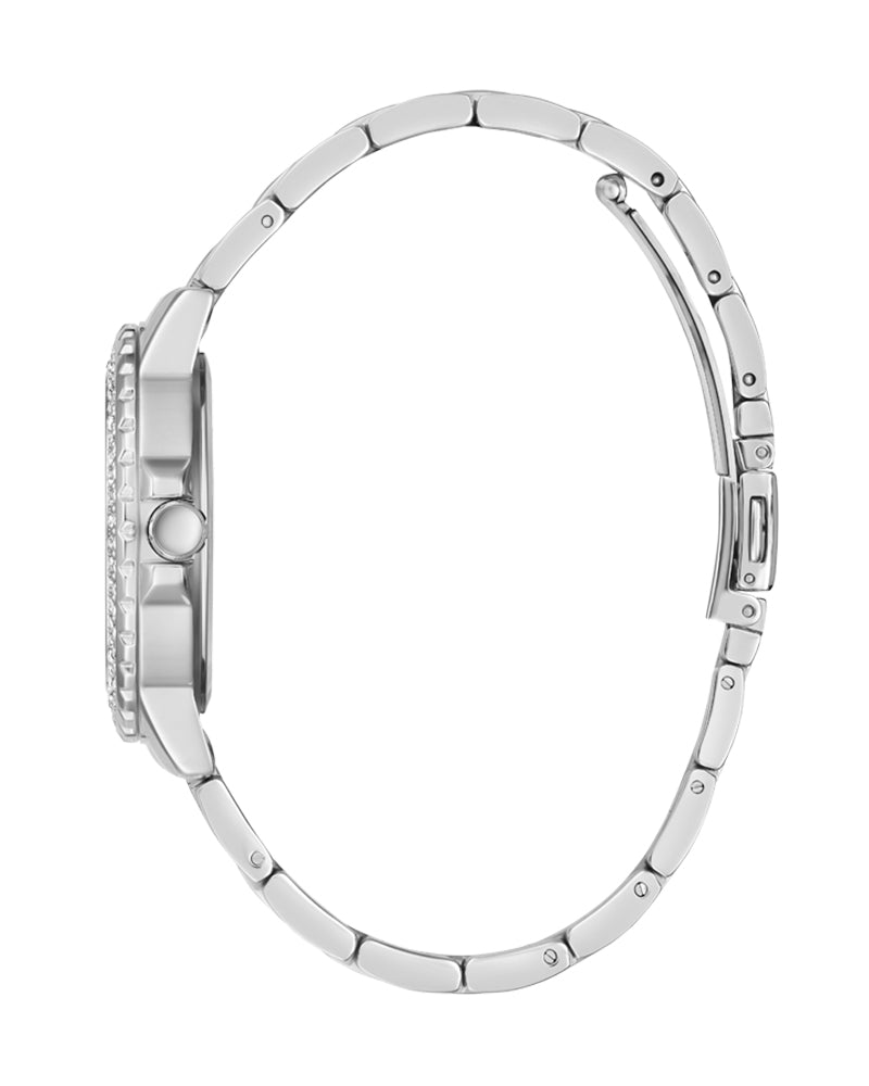 Guess Crown Jewel Diamonds Blue Dial Silver Steel Strap Watch for Women - GW0410L1 Buy Now By Guess