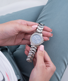 Guess Crown Jewel Diamonds Blue Dial Silver Steel Strap Watch for Women - GW0410L1 Buy Now By Guess