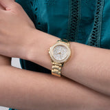 Guess Crown Jewel Diamonds White Dial Gold Steel Strap Watch for Women - GW0410L2 Buy Now By Guess