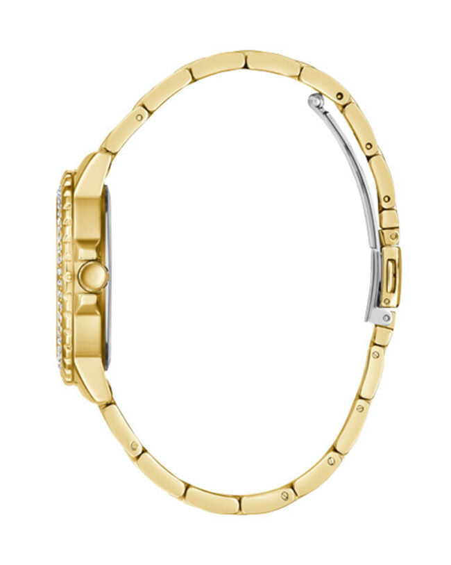 Guess Crown Jewel Diamonds White Dial Gold Steel Strap Watch for Women - GW0410L2 Buy Now By Guess