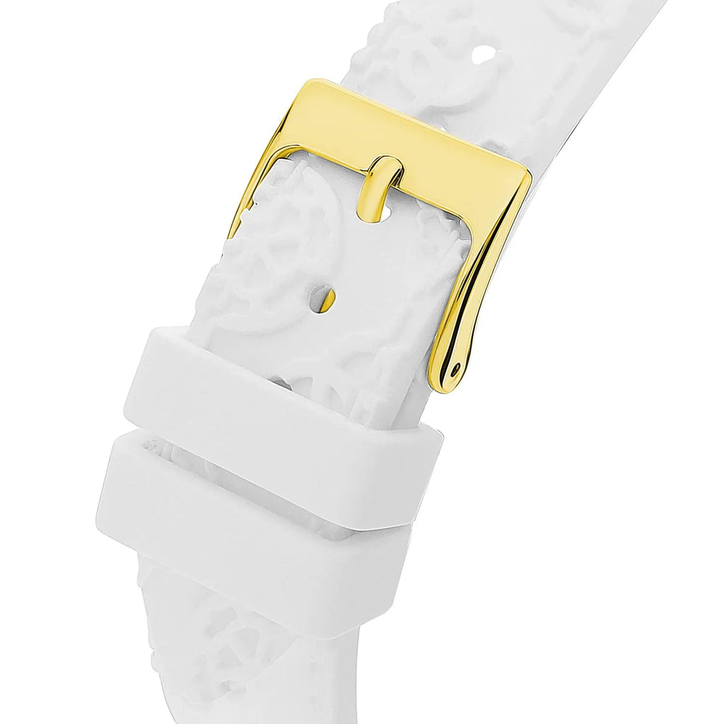Guess Crown Jewel Multifunction Diamonds White Dial White Leather Strap Watch for Women - GW0411L1 Buy Now By Guess