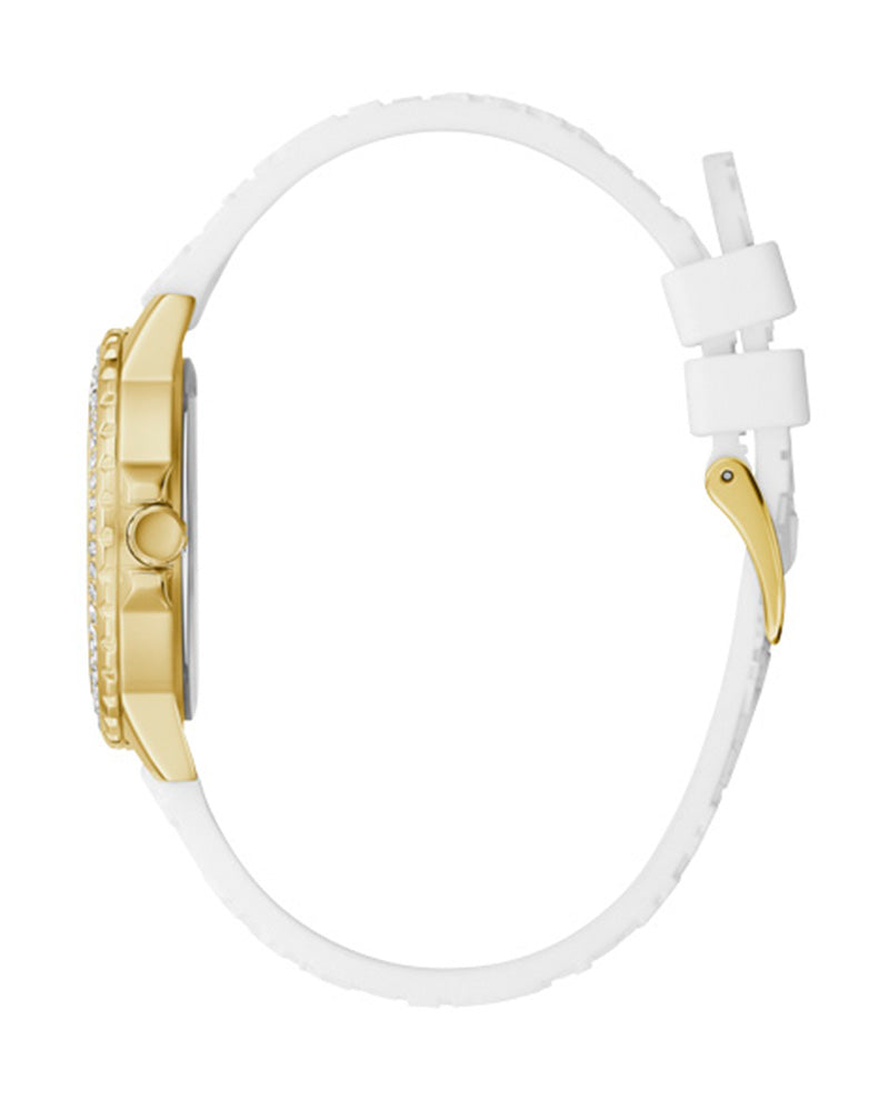 Guess Marina Multifunction White Dial White Rubber Strap Watch for Women - W1025L5 Buy Now By Guess