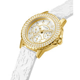Guess Crown Jewel Multifunction Diamonds White Dial White Leather Strap Watch for Women - GW0411L1 Buy Now By Guess