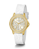 Guess Crown Jewel Multifunction Diamonds White Dial White Leather Strap Watch for Women - GW0411L1 Buy Now By Guess