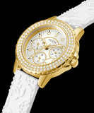 Guess Crown Jewel Multifunction Diamonds White Dial White Leather Strap Watch for Women - GW0411L1 Buy Now By Guess