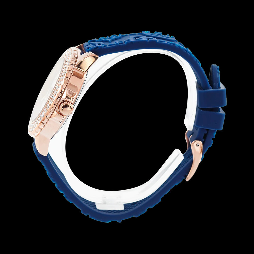 Guess Crown Jewel Diamonds White Dial Blue Rubber Strap Watch for Women - GW0411L2 Buy Now By Guess