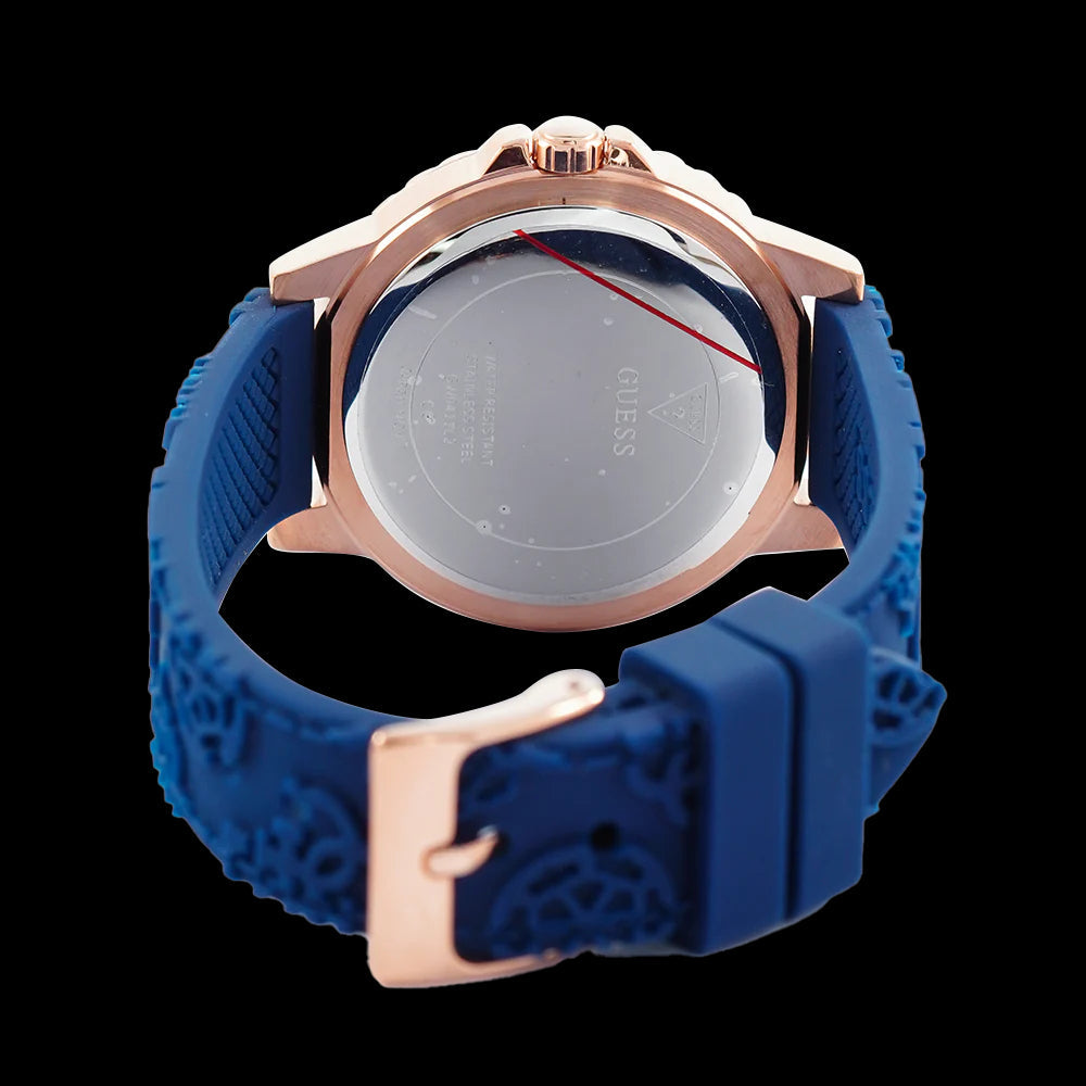 Guess Crown Jewel Diamonds White Dial Blue Rubber Strap Watch for Women - GW0411L2 Buy Now By Guess